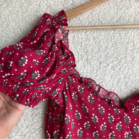 NWT Olivaceous Women’s fuschia short sleeve milkmaid crop top, Sz L - Picture 16 of 17